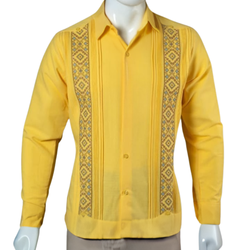 Guayabera amarilla bordada