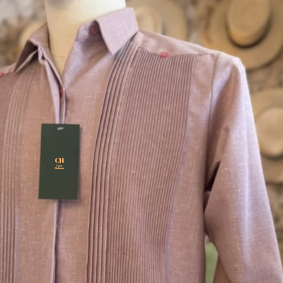 Guayabera presidencial rosa viejo para hombre