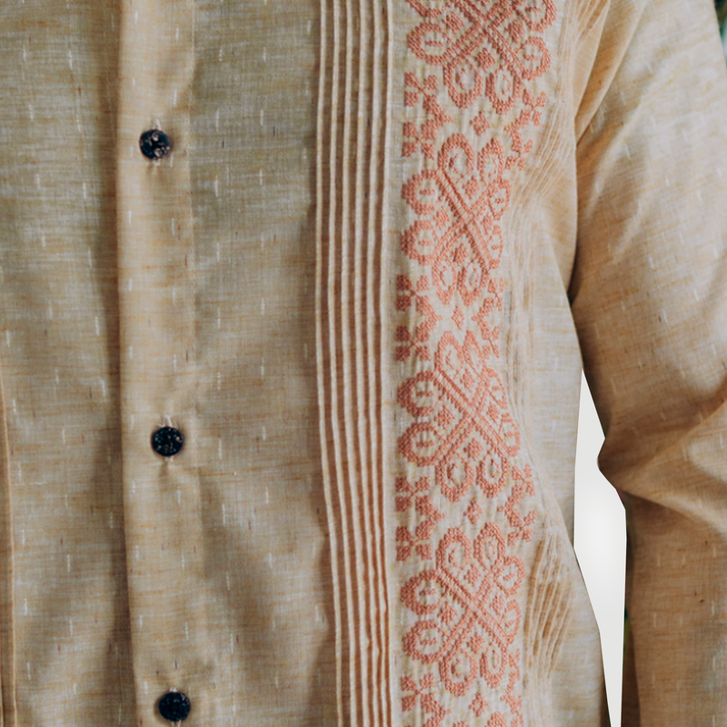Guayabera beige manga larga