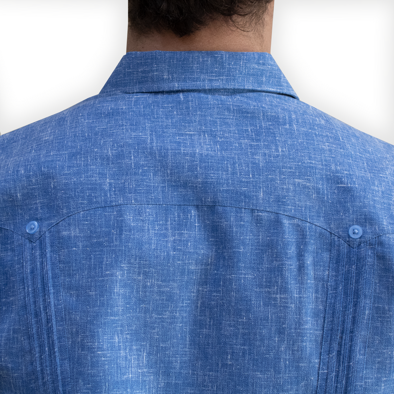 Guayabera color azul manga corta para hombre


