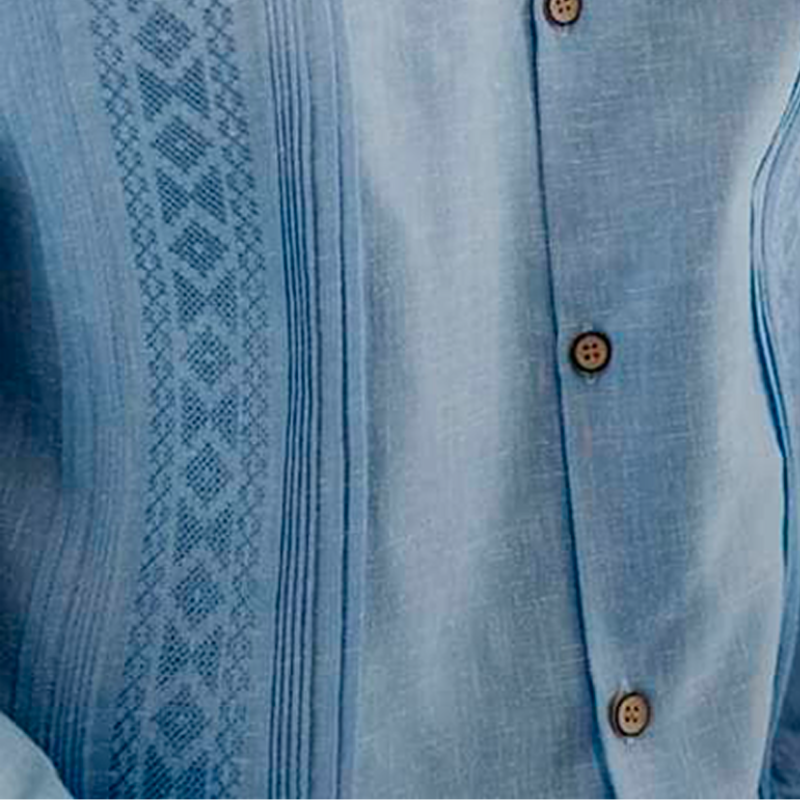 Guayabera bordada azul manga larga