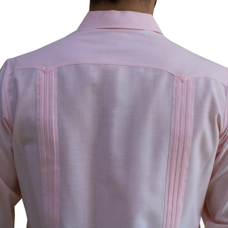 Guayabera rosa manga larga