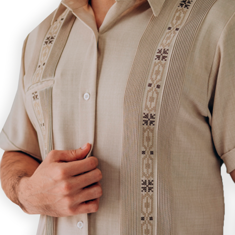 Guayabera beige manga corta