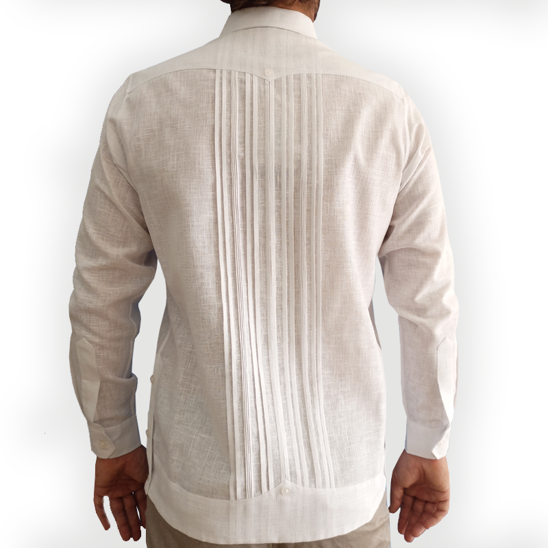 Guayabera blanca formal manga larga para bodas