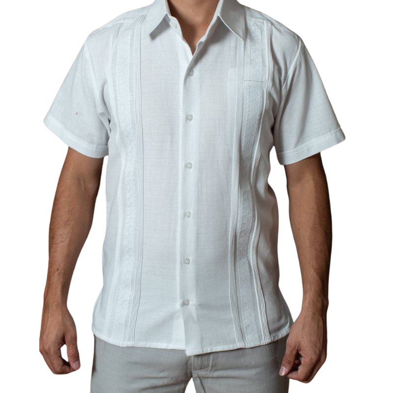 Filipina yucateca blanca de manga corta