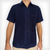 Guayabera azul marino de lino para hombre

