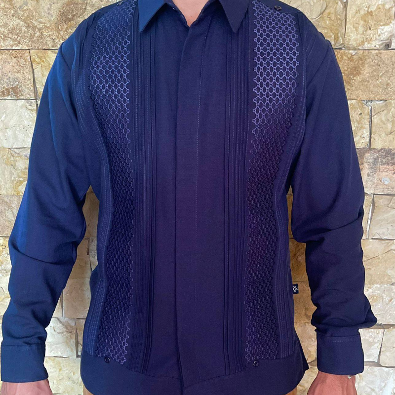 Guayabera azul navy