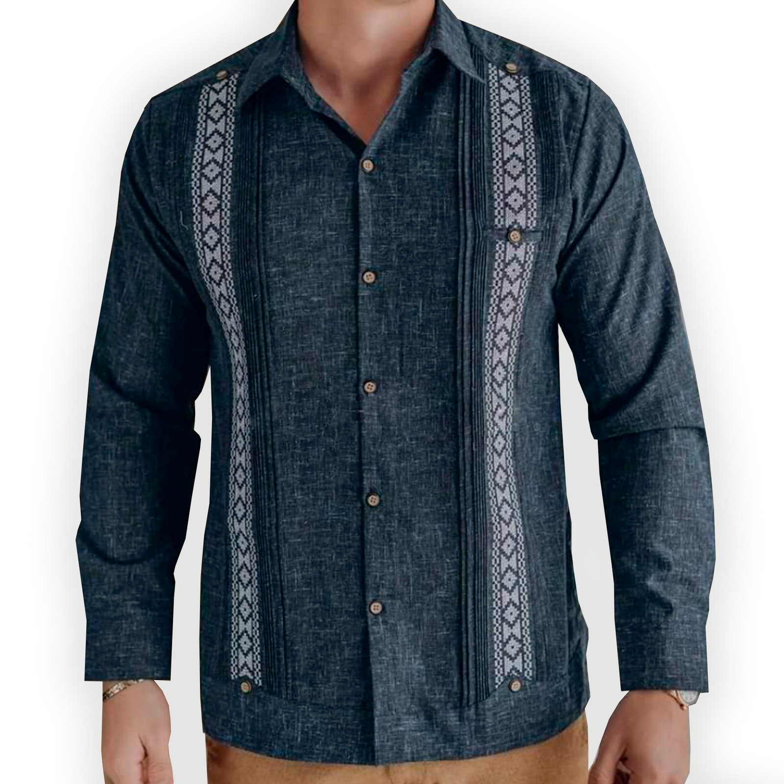 Guayabera azul oscuro