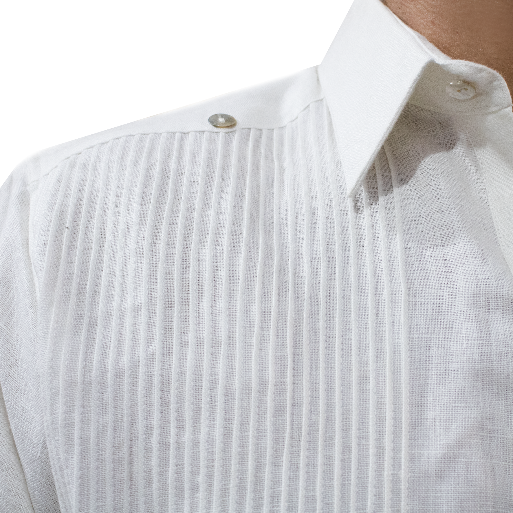 Guayabera blanca manga larga de lino estilo clásico