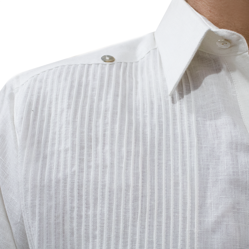 Guayabera de lino hombre blanca con bordado

