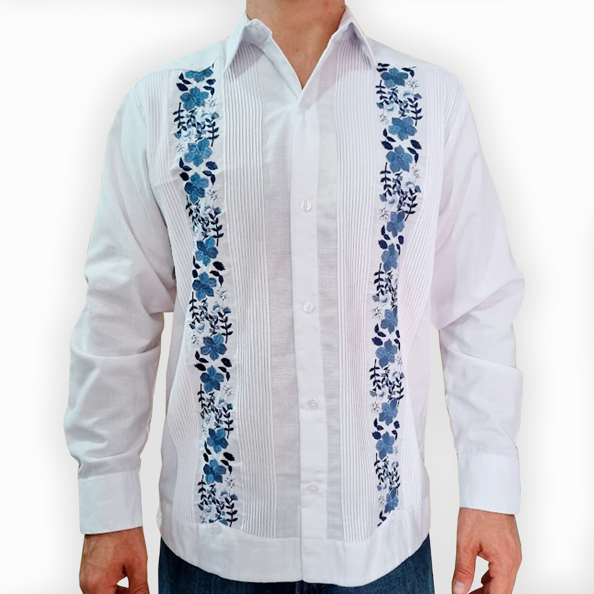 Guayabera bordada flores