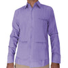 Guayabera color lila de manga larga para hombre