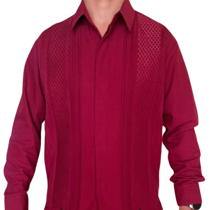 Guayabera rojo vino