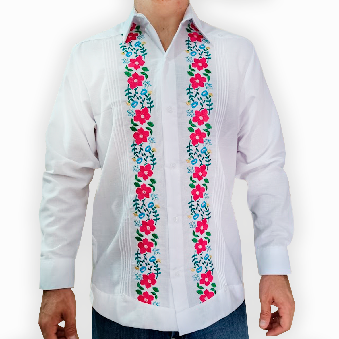 Guayabera con flores