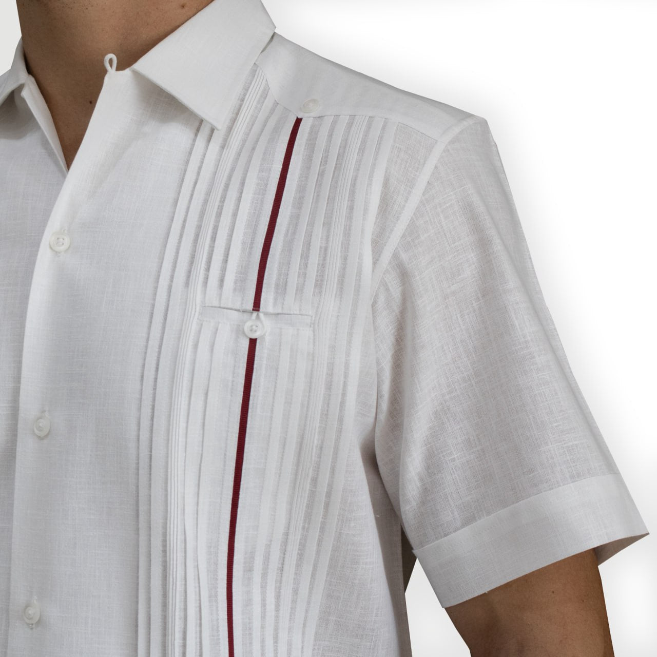 Guayabera de lujo blanca manga corta para hombre