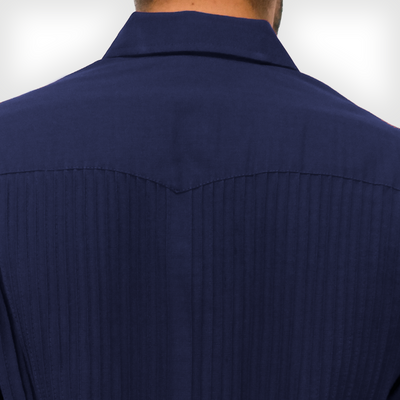 Guayabera de manga larga azul para eventos formales