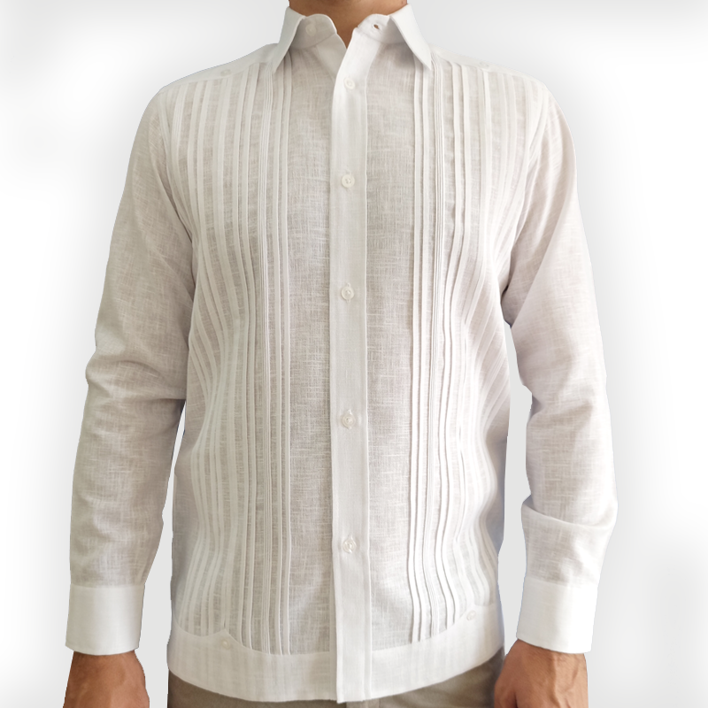 Guayabera formal boda blanca de algodón para playa