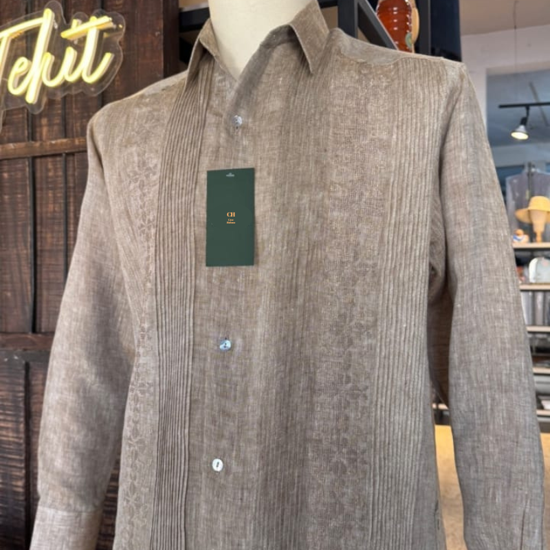 Guayabera presidencial 100% lino beige