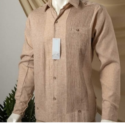 Guayabera presidencial beige para hombre