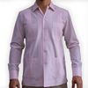 Guayabera rosa manga larga de algodón para hombre