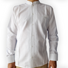 Guayabera tradicional blanca de lino con cuello Mao