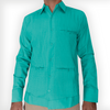 Guayabera verde menta de manga larga para hombre