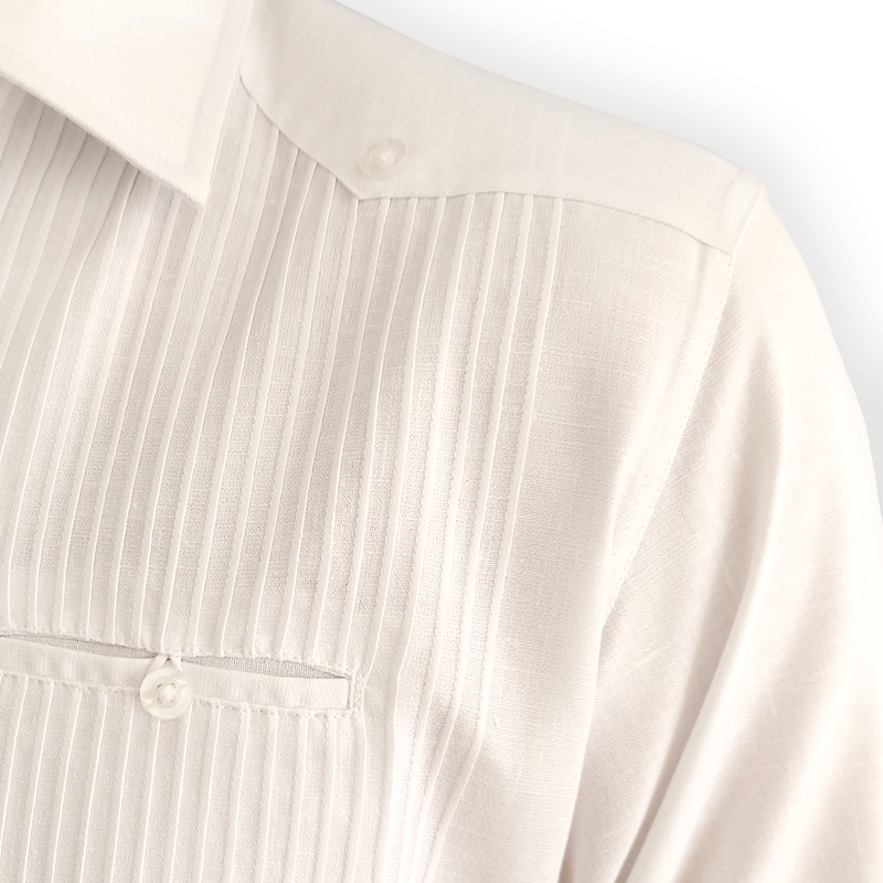 Guayabera presidencial blanca de algodón - vista frontal completa
