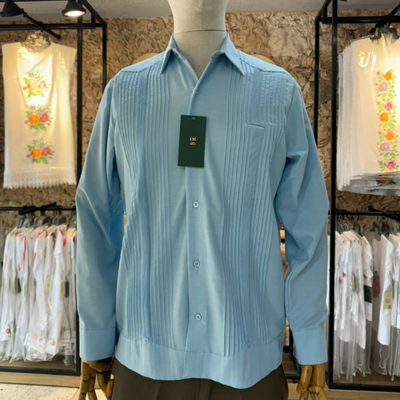 guayabera presidencial azul cielo para hombre