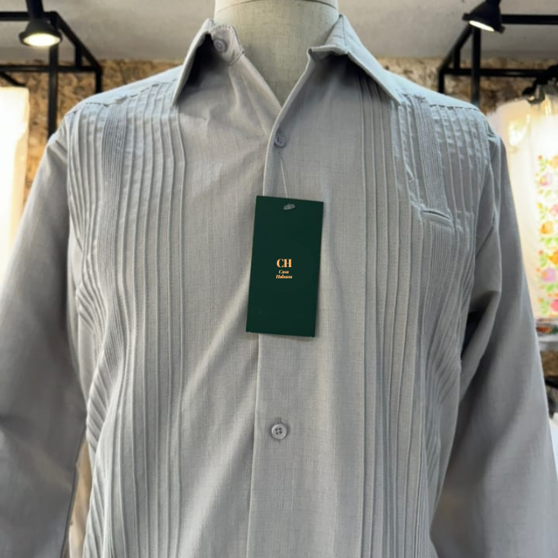Guayabera presidencial color gris claro